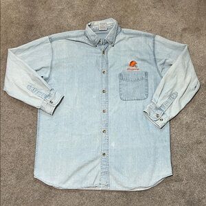 Vintage Cleveland Browns Denim Embroidered Button Up size large